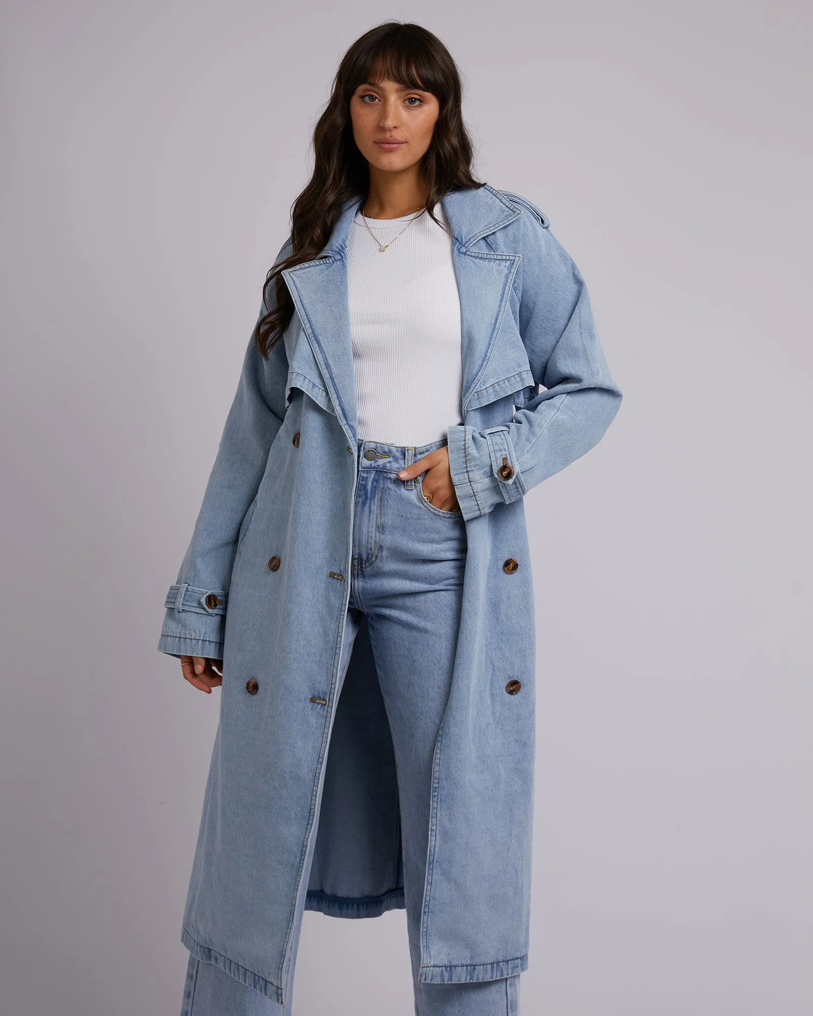 Rio Trench Coat Light Blue sold by All About Eve product image thumbnail 4