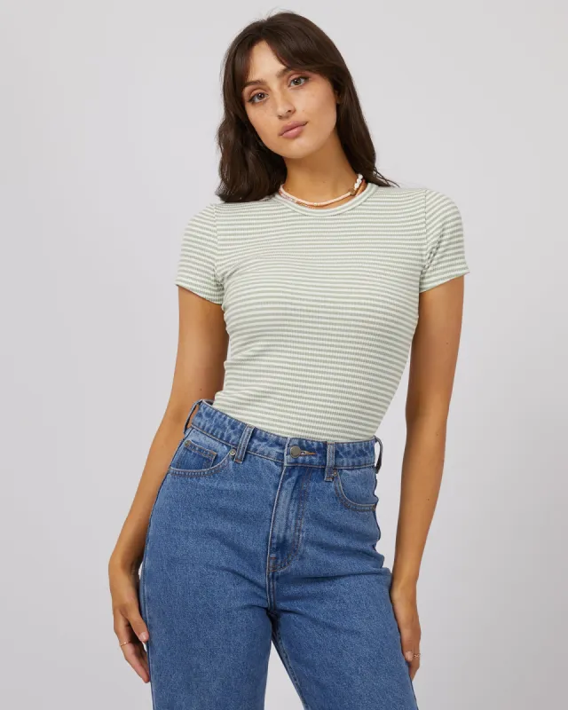 Eve Rib Stripe Tee Surf sold by All About Eve