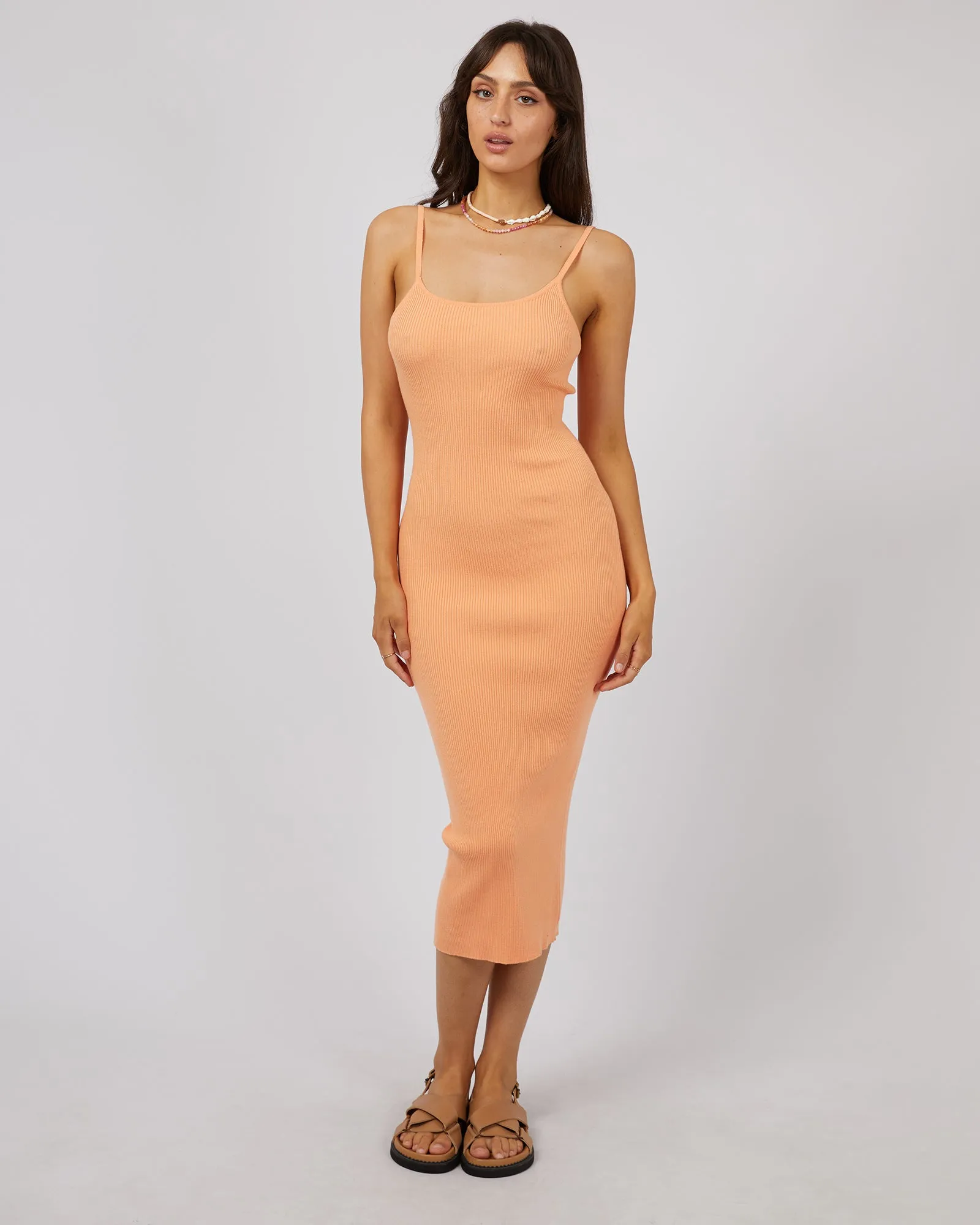 Henley Knit Midi Dress Orange sold by All About Eve