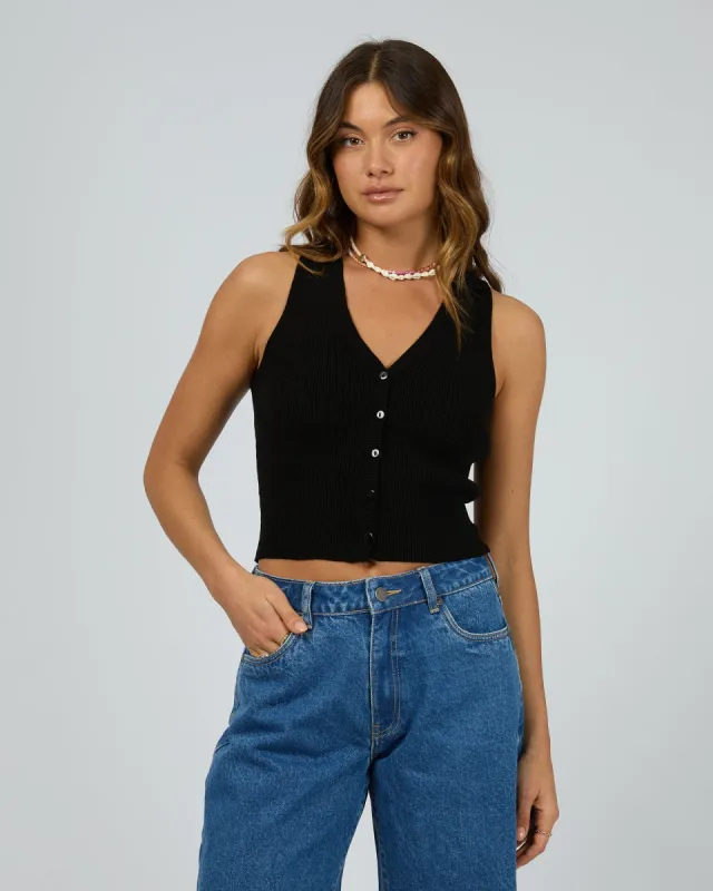 Henley Knit Vest Black sold by All About Eve