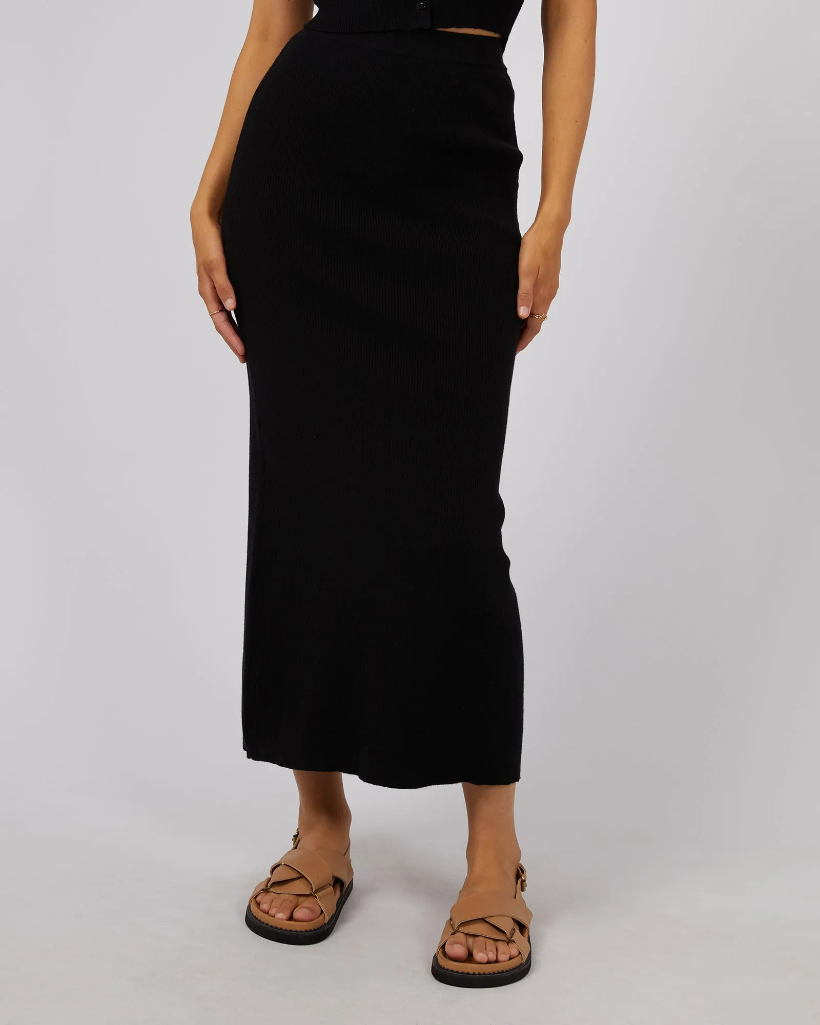 Henley Knit Skirt Black sold by All About Eve