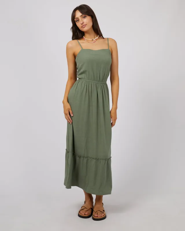 Luxe Linen Maxi Dress Khaki sold by All About Eve