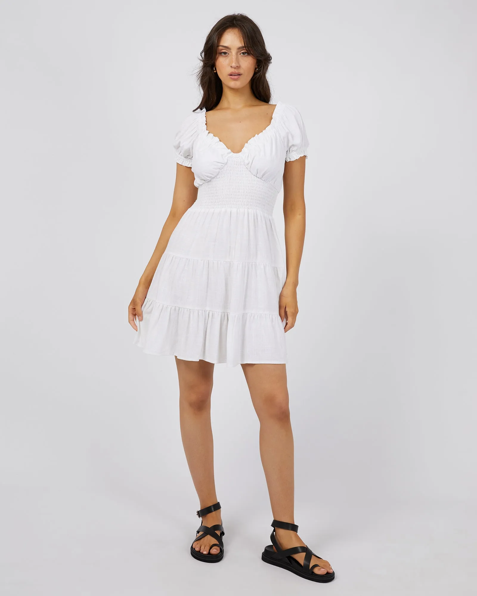 Luxe Linen Mini Dress Vintage White sold by All About Eve product image thumbnail 3
