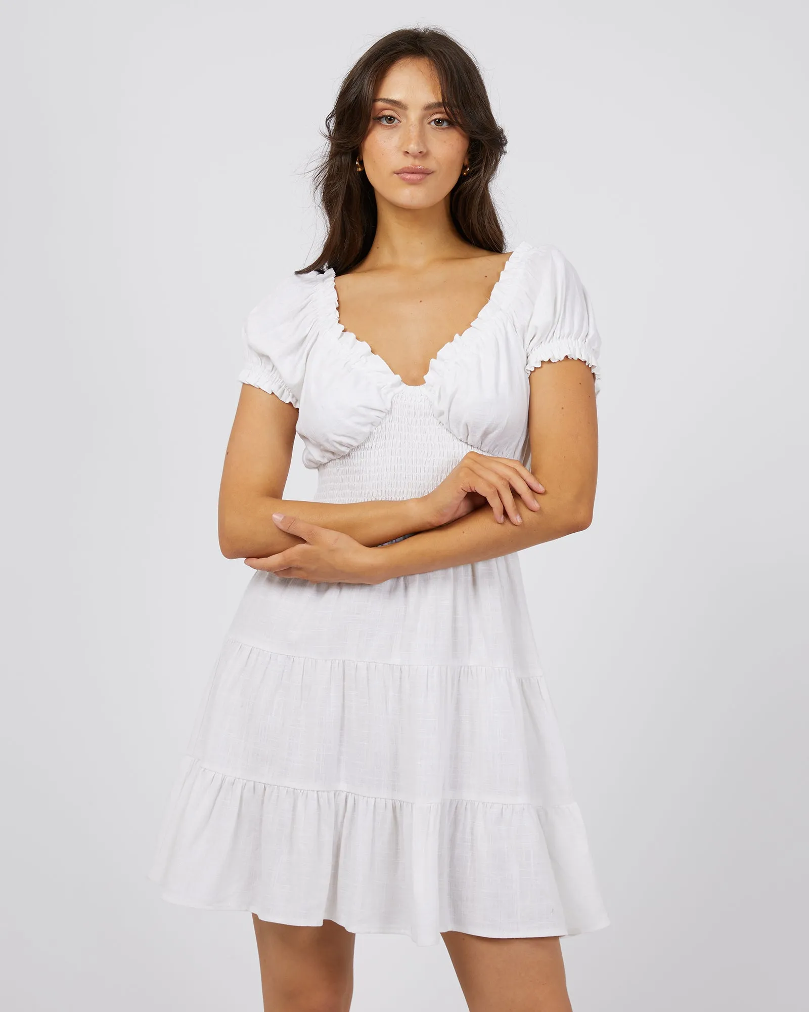 Luxe Linen Mini Dress Vintage White sold by All About Eve product image thumbnail 2