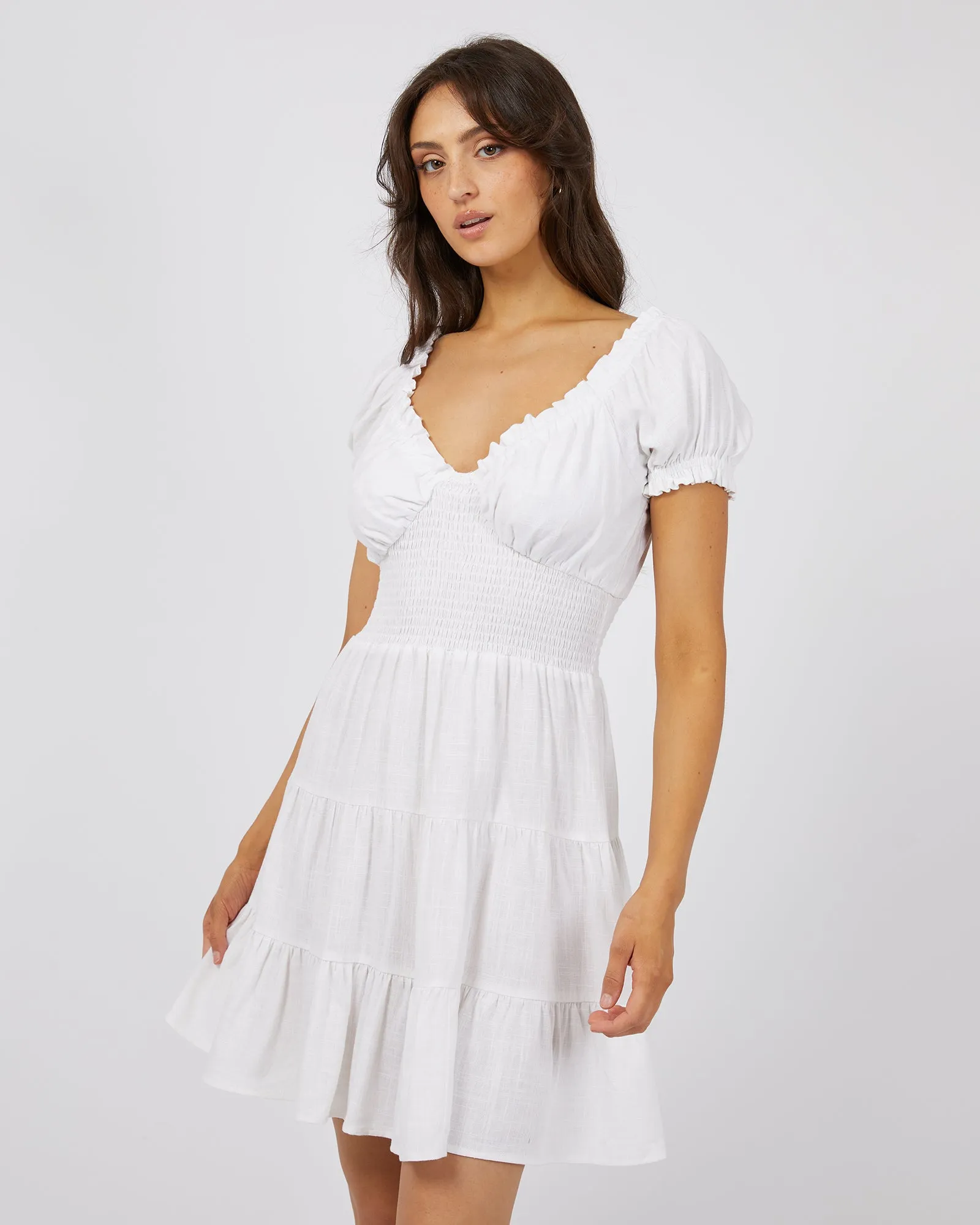 Luxe Linen Mini Dress Vintage White sold by All About Eve product image thumbnail 5