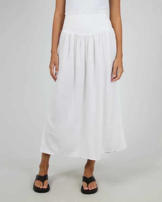 Luxe Linen Shirred Maxi Skirt Vintage White sold by All About Eve