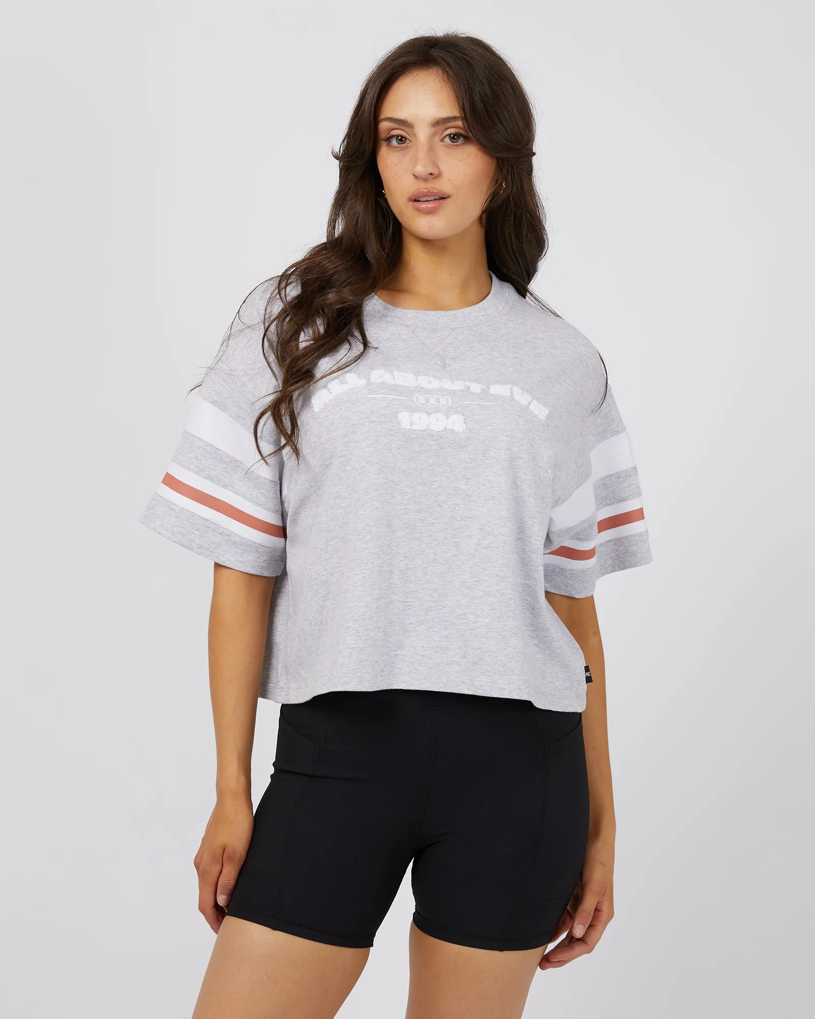 Eve Lazy Crop Tee Grey Marle sold by All About Eve