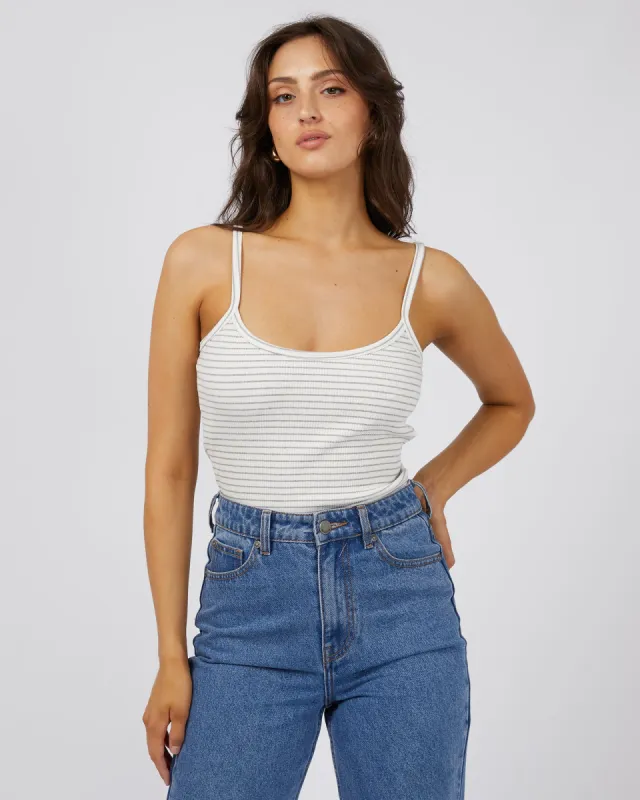 Eve Rib Stripe Cami Grey Marle sold by All About Eve