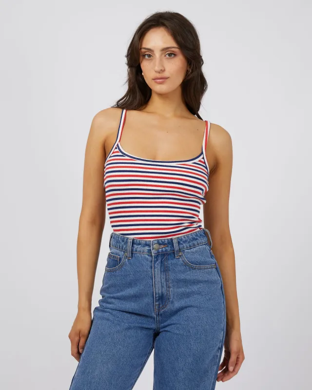 Eve Rib Stripe Cami Navy sold by All About Eve