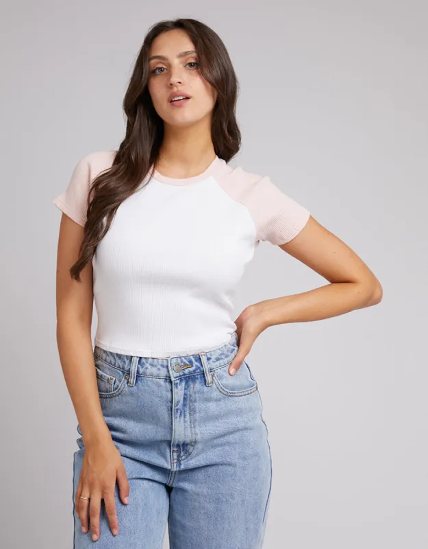 Eve Ringer Rib Tee Pale Pink sold by All About Eve