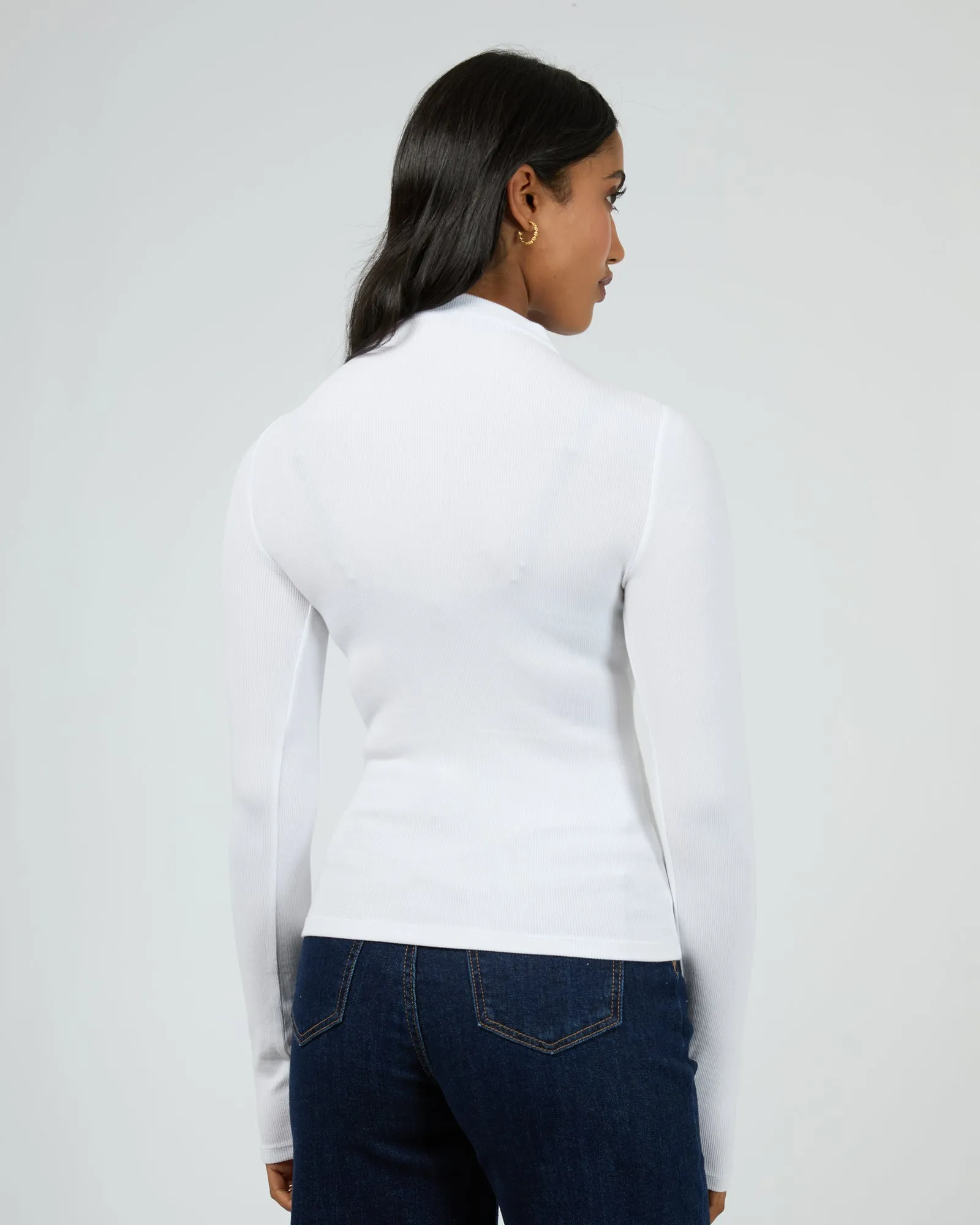 Icon Mock Neck L/S Top White sold by All About Eve product image thumbnail 3