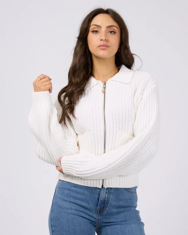 Soho Knit Zip Through Vintage White sold by All About Eve