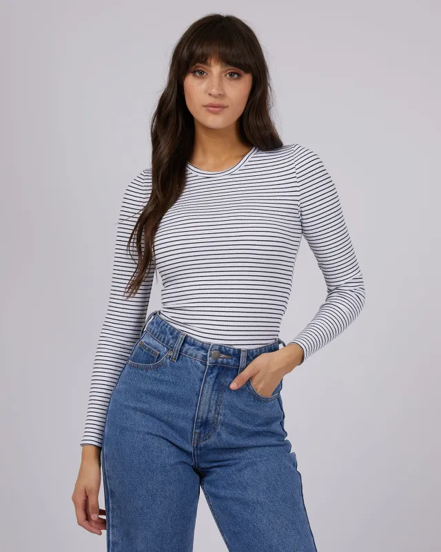 Eve Rib Stripe Long Sleeve White sold by All About Eve