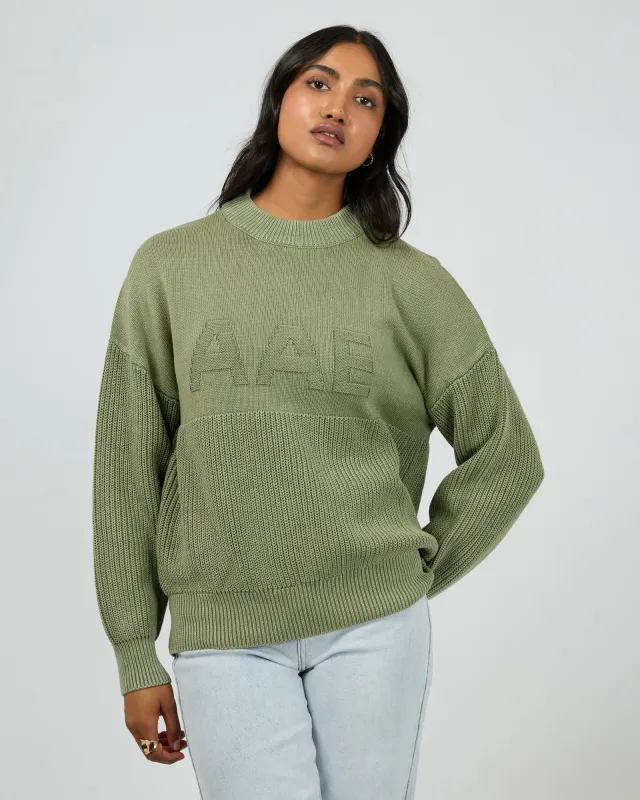 Vital Washed Knit Crew Khaki sold by All About Eve