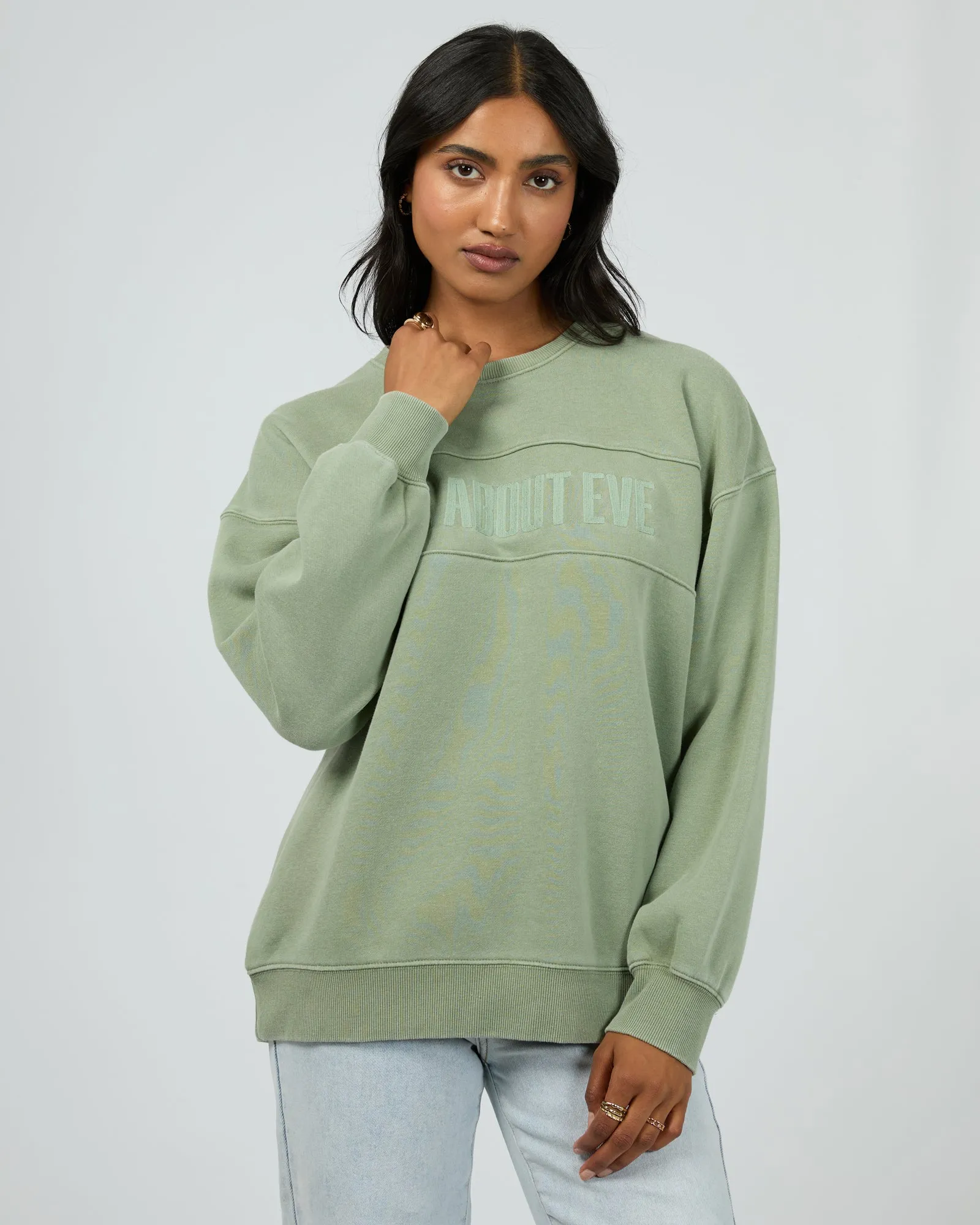 Vital Washed Oversized Crew Khaki sold by All About Eve