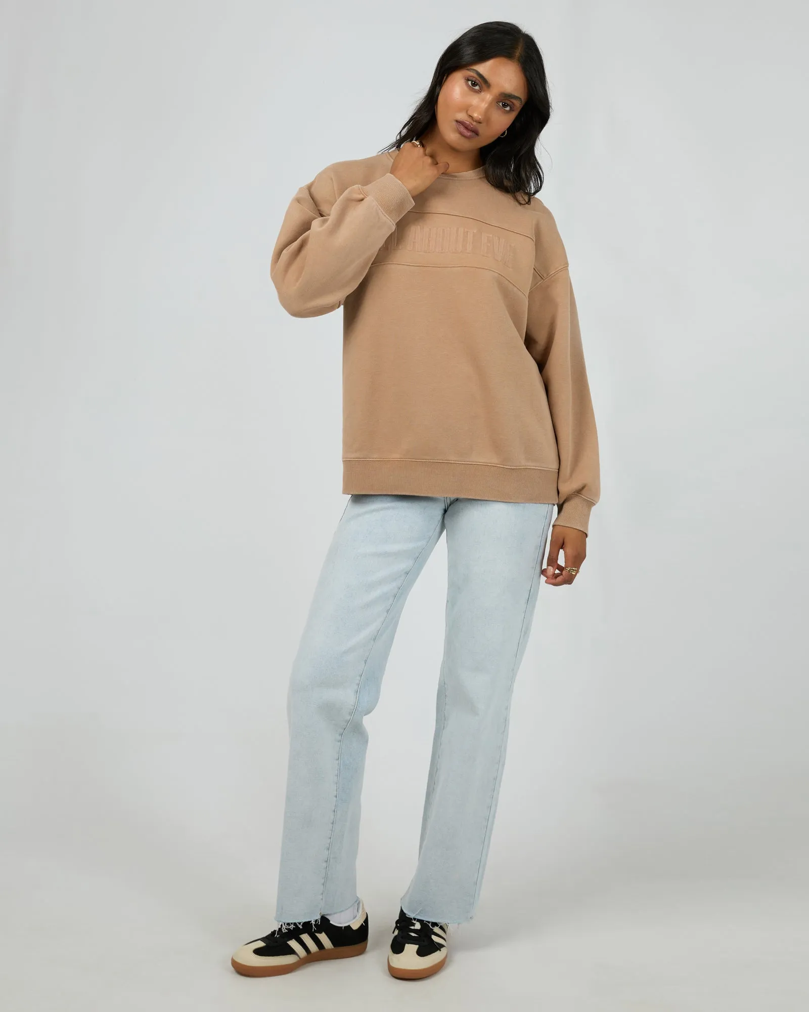 Vital Washed Oversized Crew Tan sold by All About Eve product image thumbnail 2