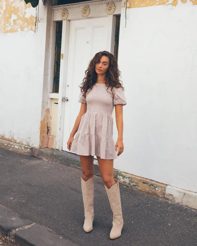 Lenox Check Mini Dress Check sold by All About Eve