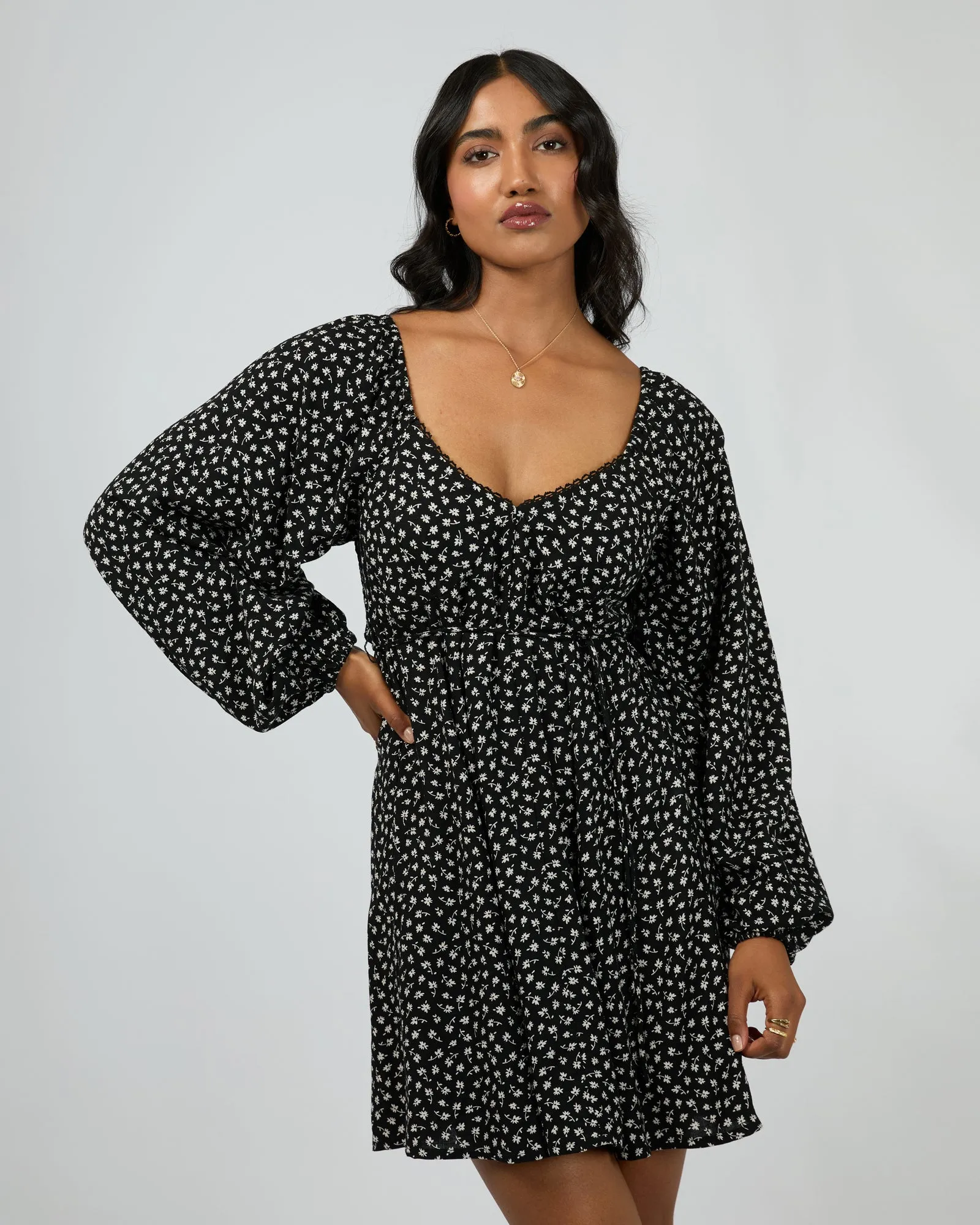 Wren Long Sleeve Mini Dress Black sold by All About Eve