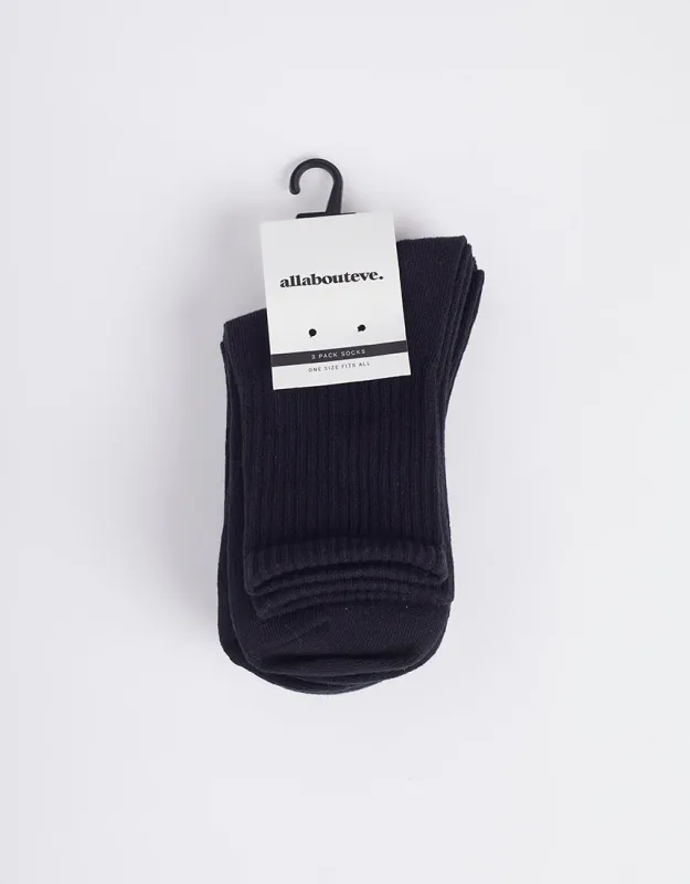 Aae Ankle Socks 3 Pk Black made by All About Eve
