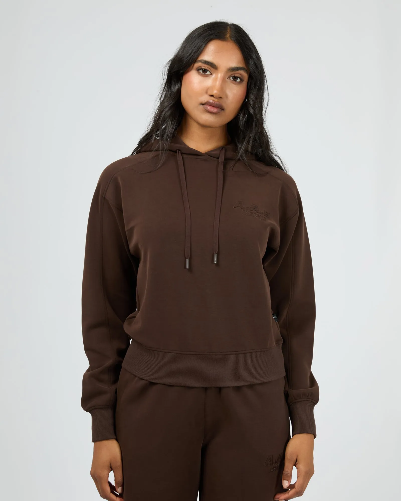 Luxe Active Crop Hoodie Brown sold by All About Eve