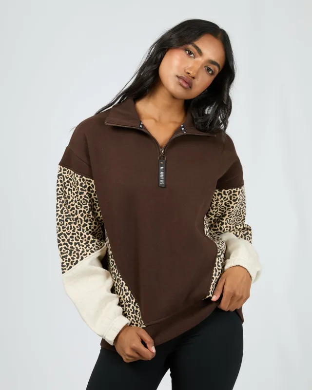 Savannah 1/4 Zip Brown sold by All About Eve