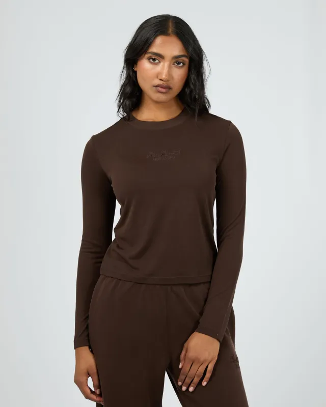 Luxe Active Long Sleeve Top Brown sold by All About Eve
