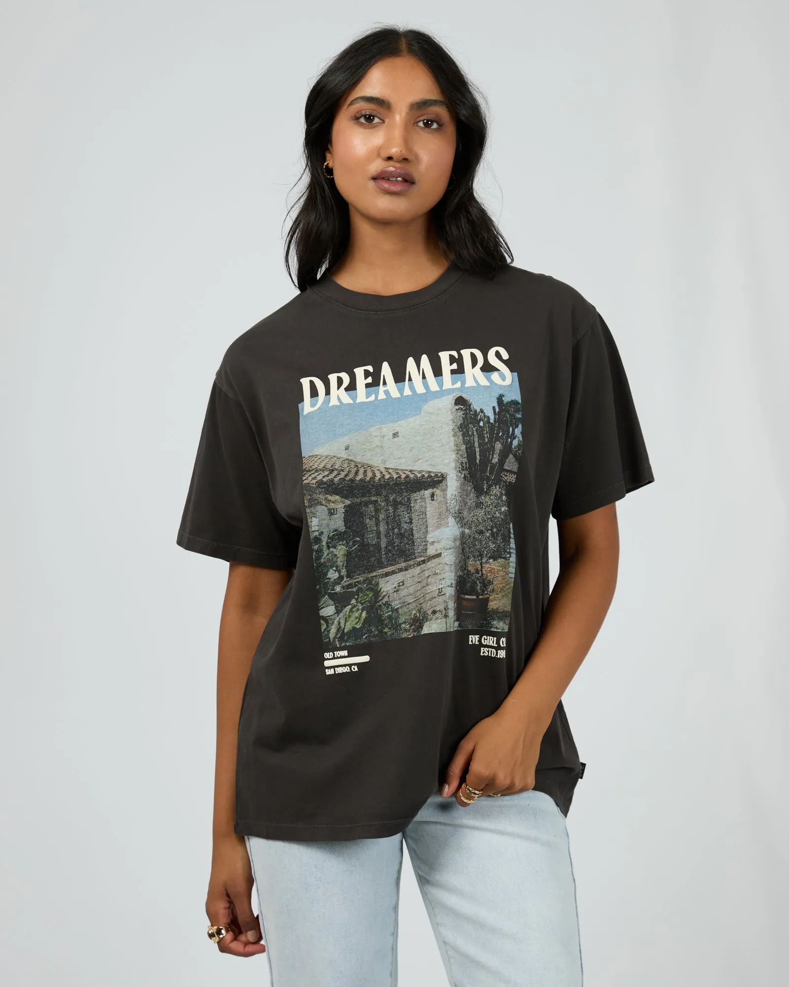 San Diego Dream Oversized Tee Washed Black sold by All About Eve