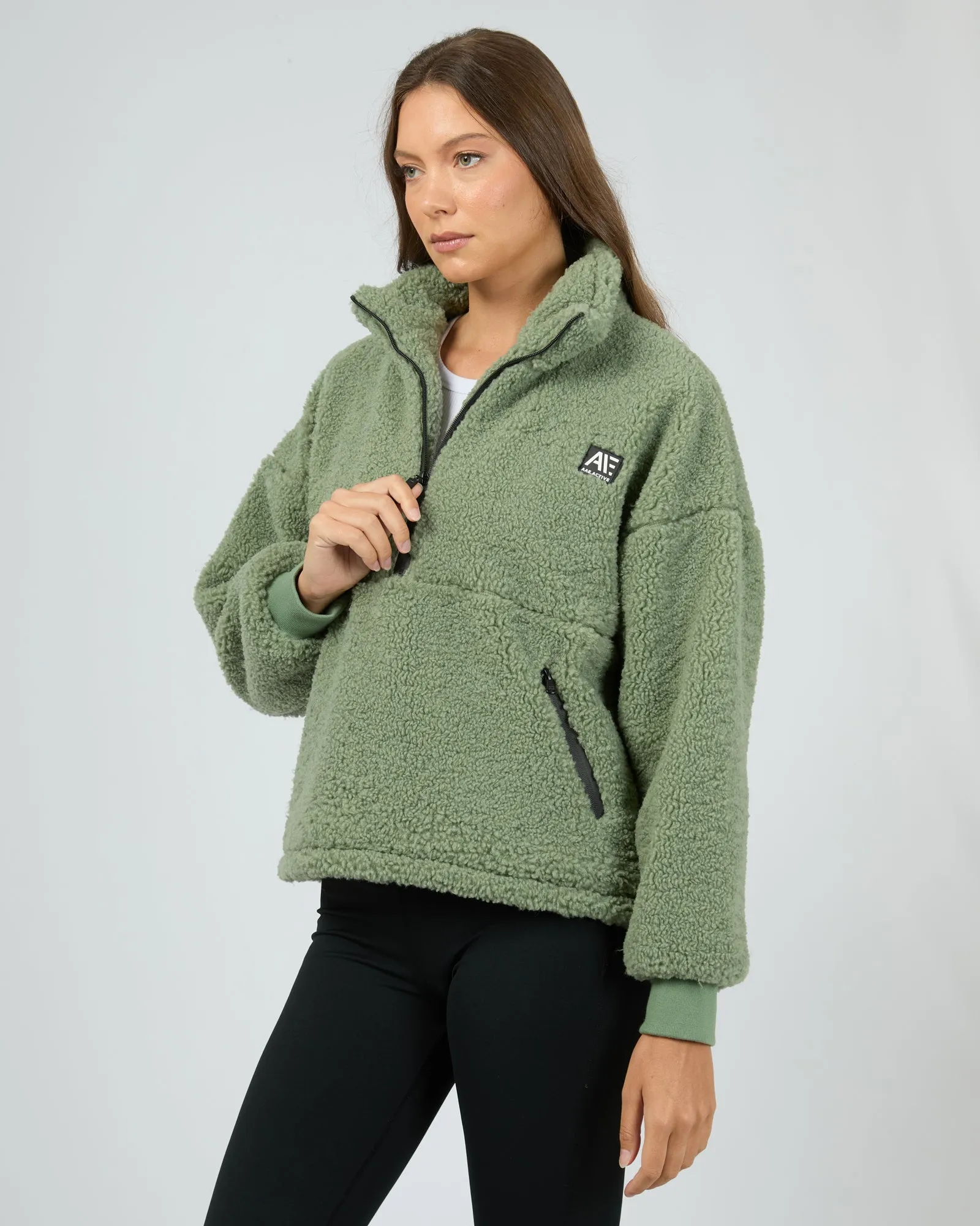 Amara Quarter Zip Teddy Khaki sold by All About Eve product image thumbnail 4