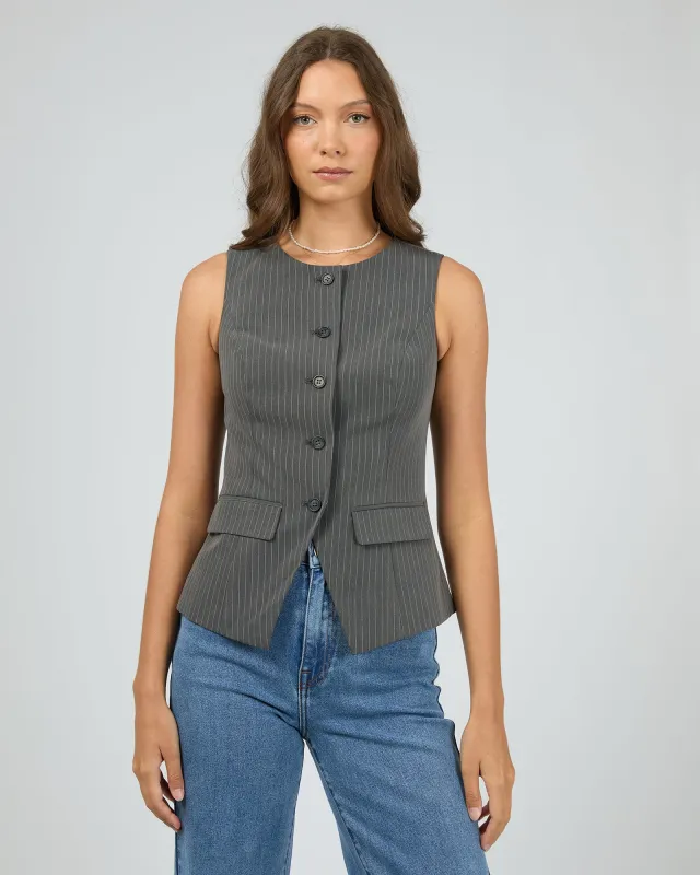 Bowie Vest Charcoal sold by All About Eve