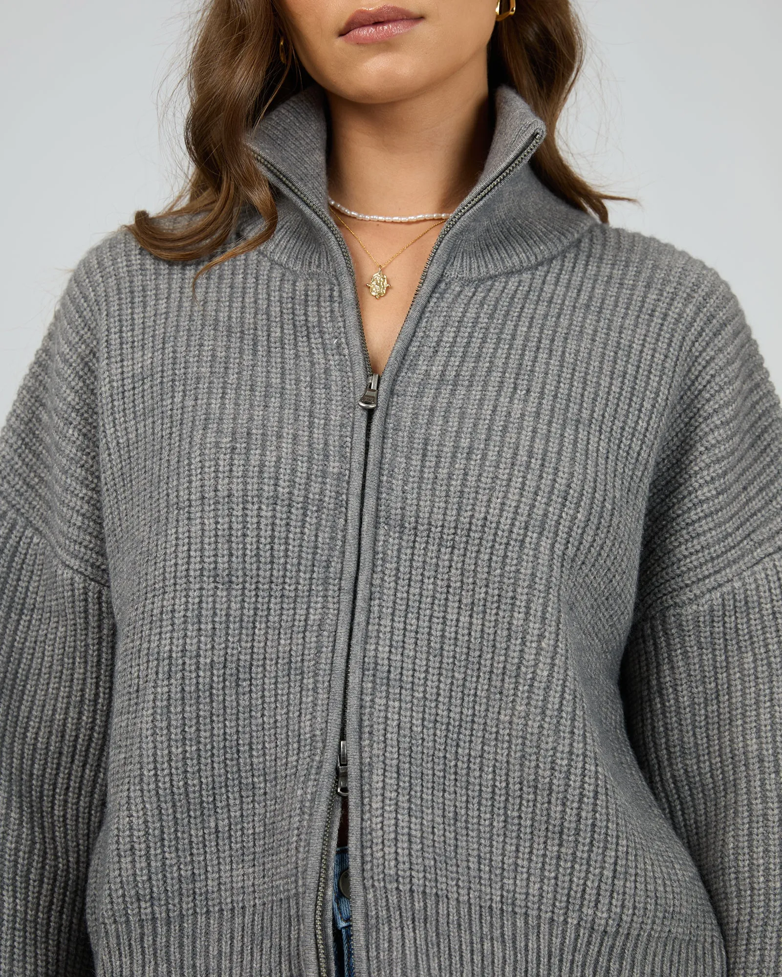 Bridie Knit Zip Through Charcoal sold by All About Eve product image thumbnail 5