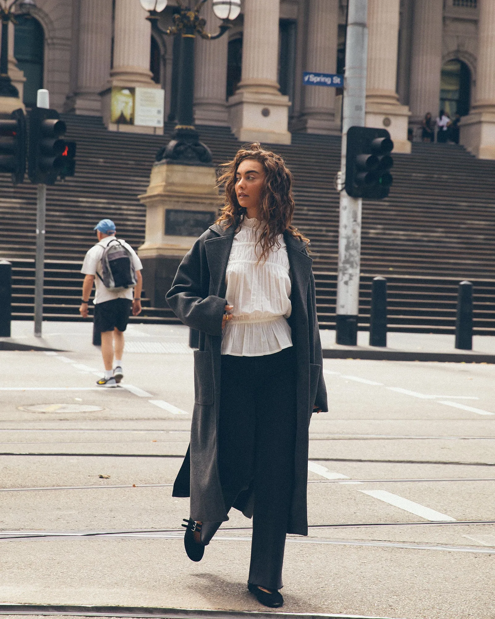 Dion Coat Charcoal sold by All About Eve