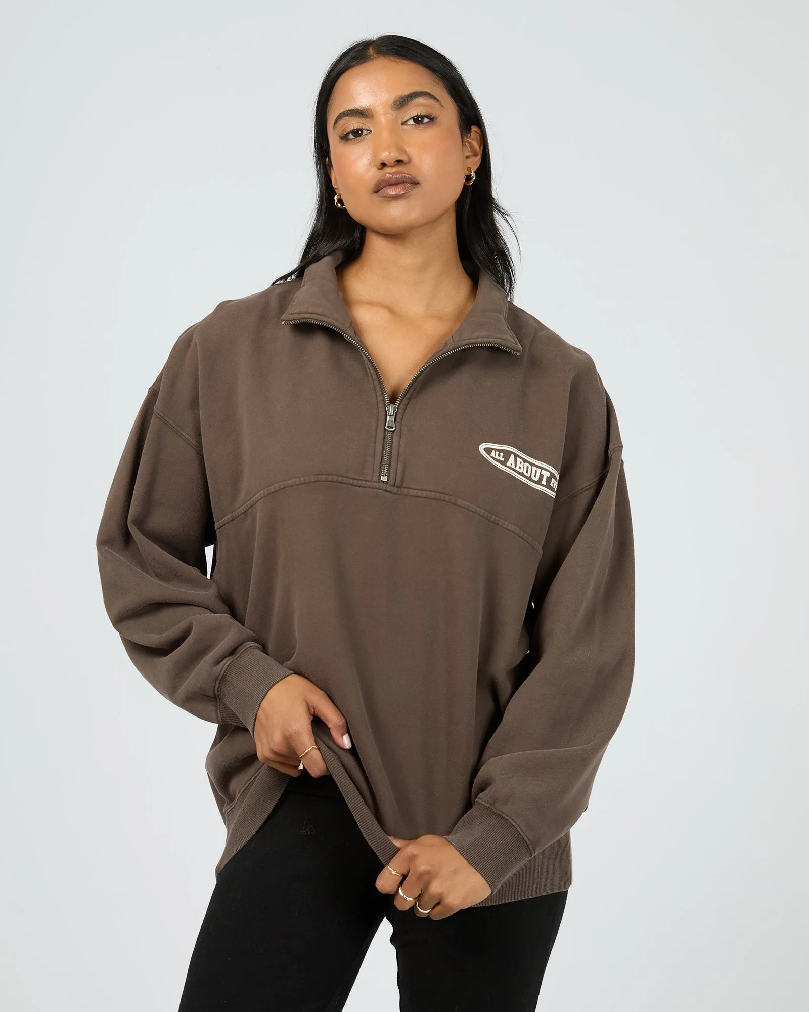 Elevated Relaxed 1/4 Zip Brown sold by All About Eve product image thumbnail 3