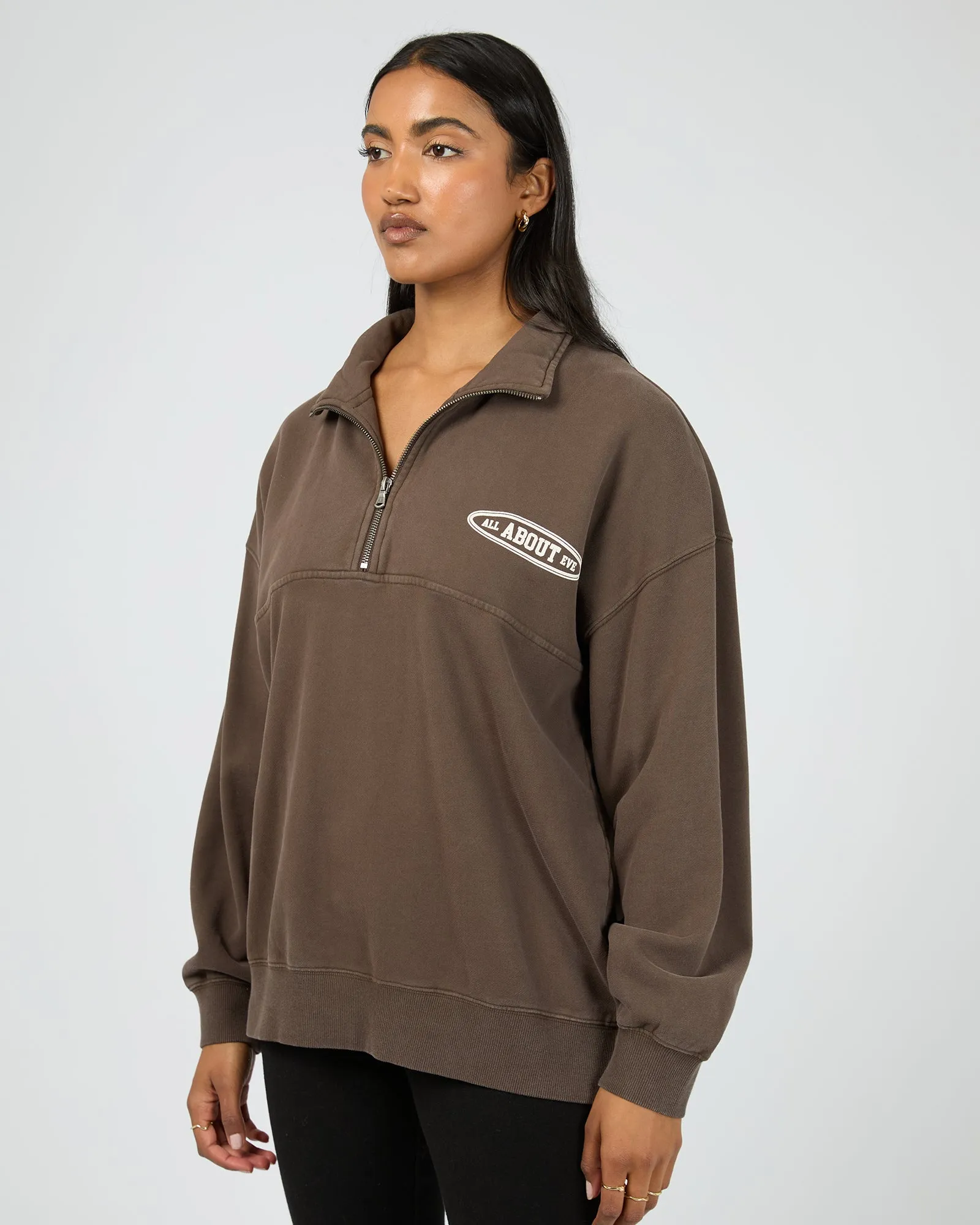 Elevated Relaxed 1/4 Zip Brown sold by All About Eve product image thumbnail 4