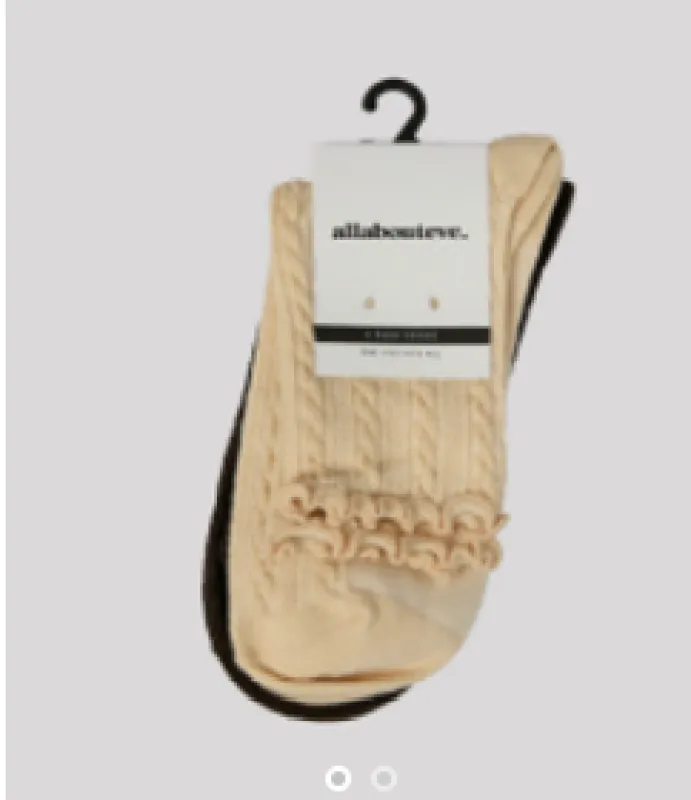 Cable Frill Sock 2 Pk Multicoloured made by All About Eve