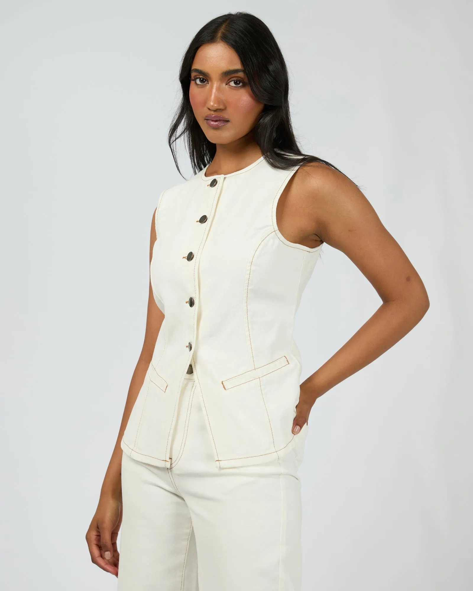 Lena Denim Vest Vintage White sold by All About Eve product image thumbnail 5