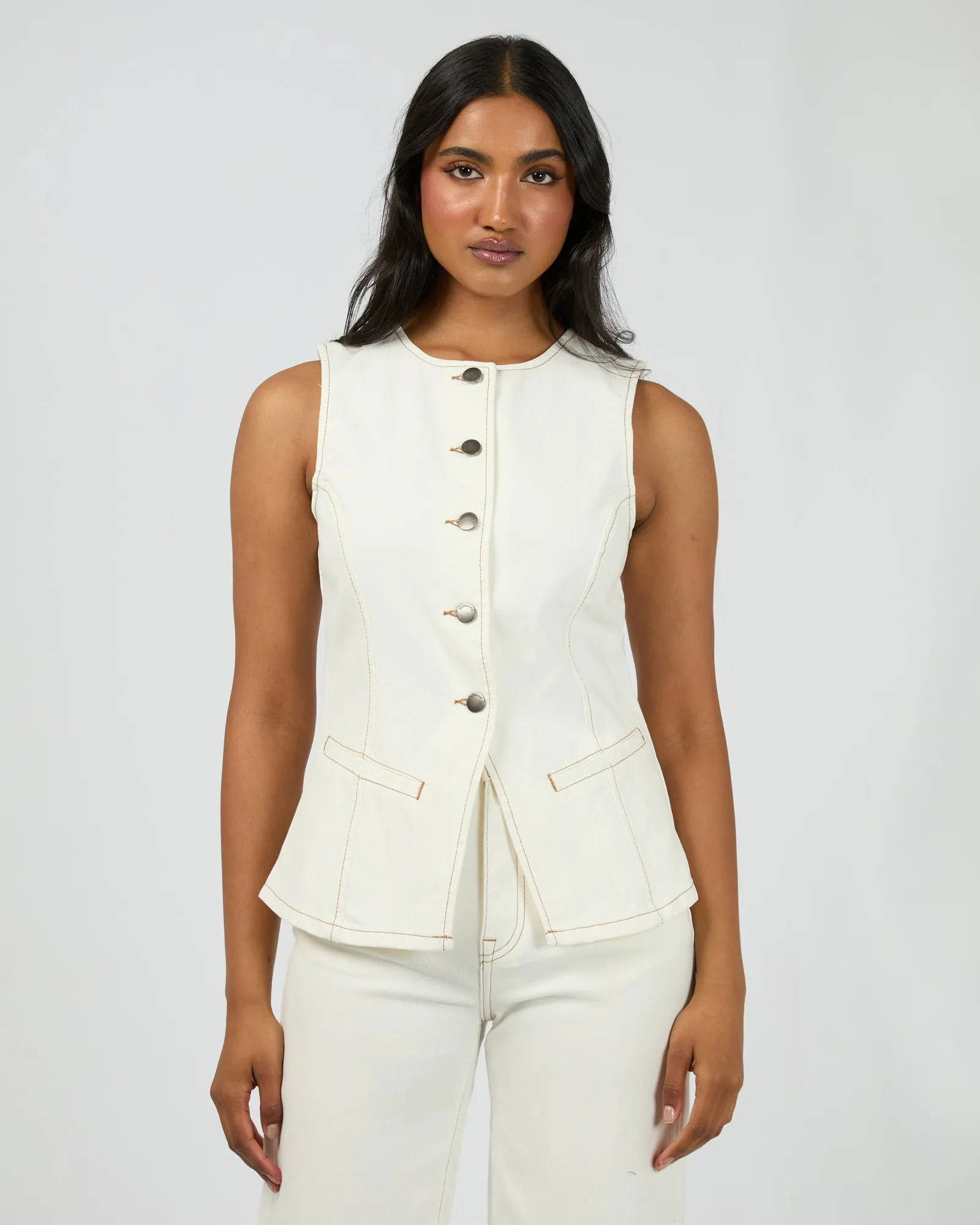 Lena Denim Vest Vintage White sold by All About Eve product image thumbnail 2