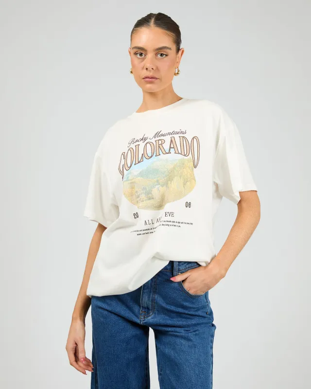 Rocky Mountains Relaxed Tee Vintage White sold by All About Eve