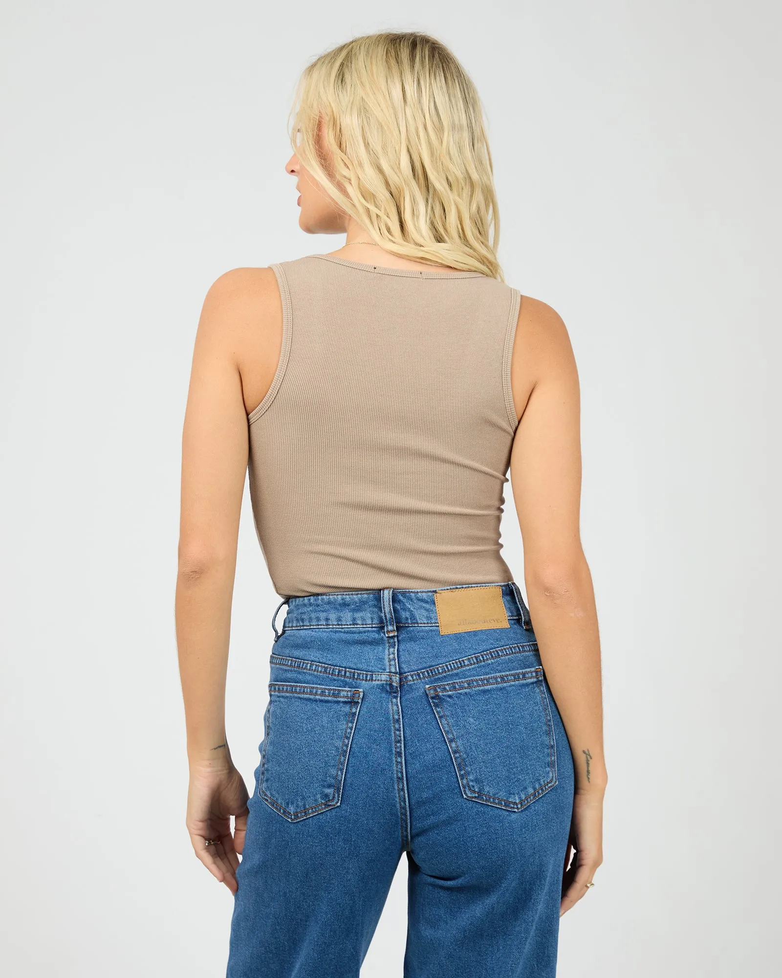Washed Rib Scoop Neck Tank Stone sold by All About Eve product image thumbnail 3