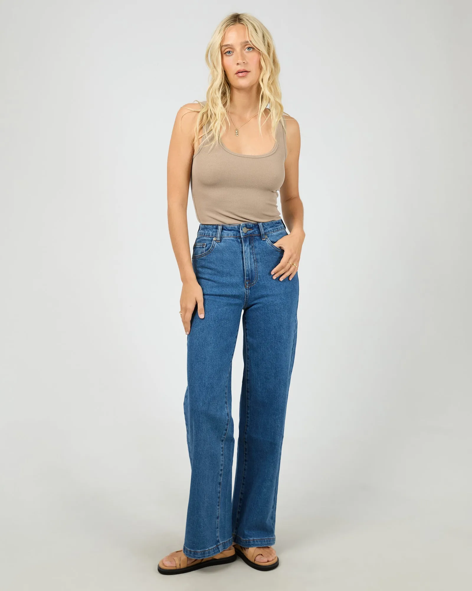 Washed Rib Scoop Neck Tank Stone sold by All About Eve product image thumbnail 2