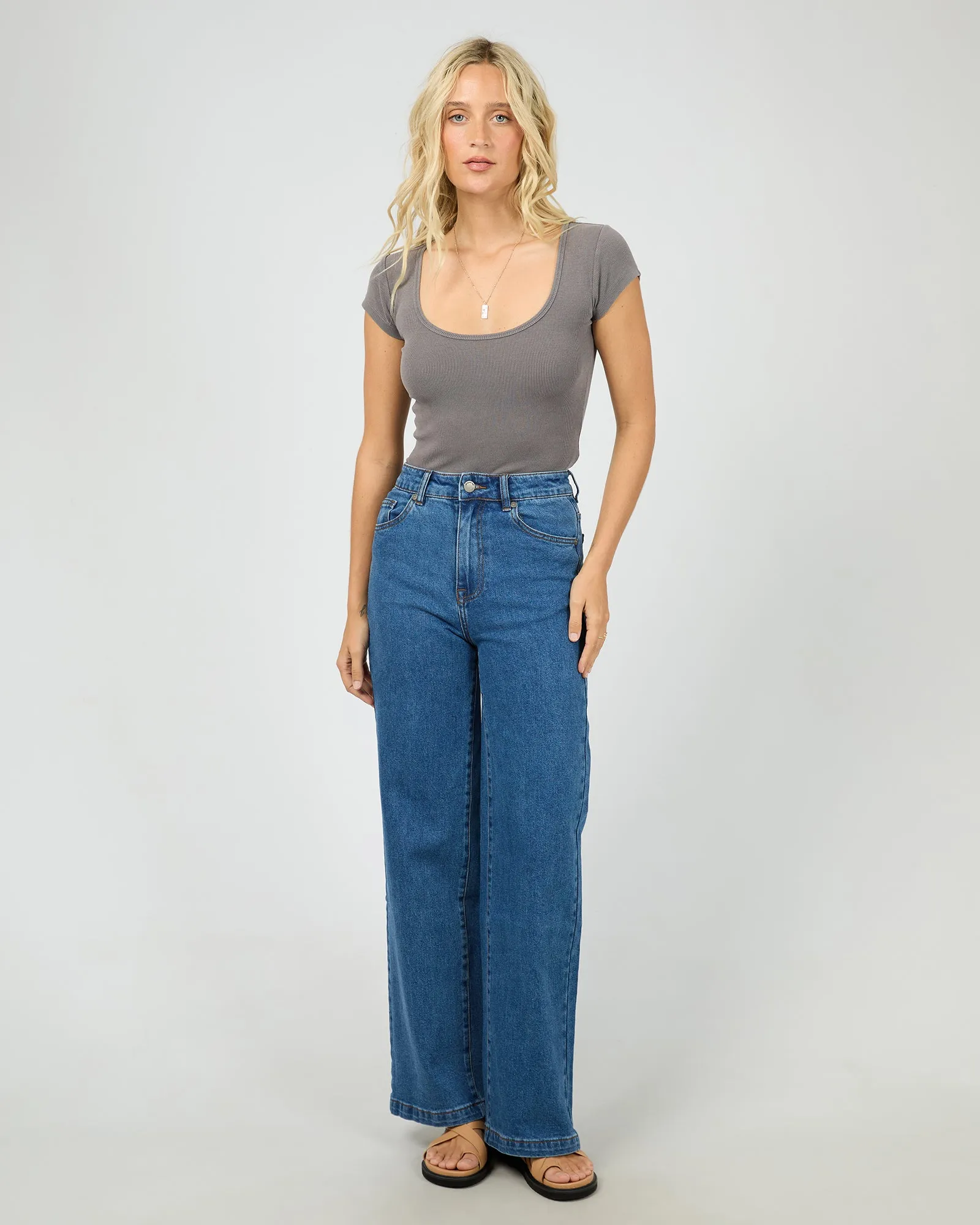 Washed Rib Scoop Neck Tee Charcoal sold by All About Eve product image thumbnail 2