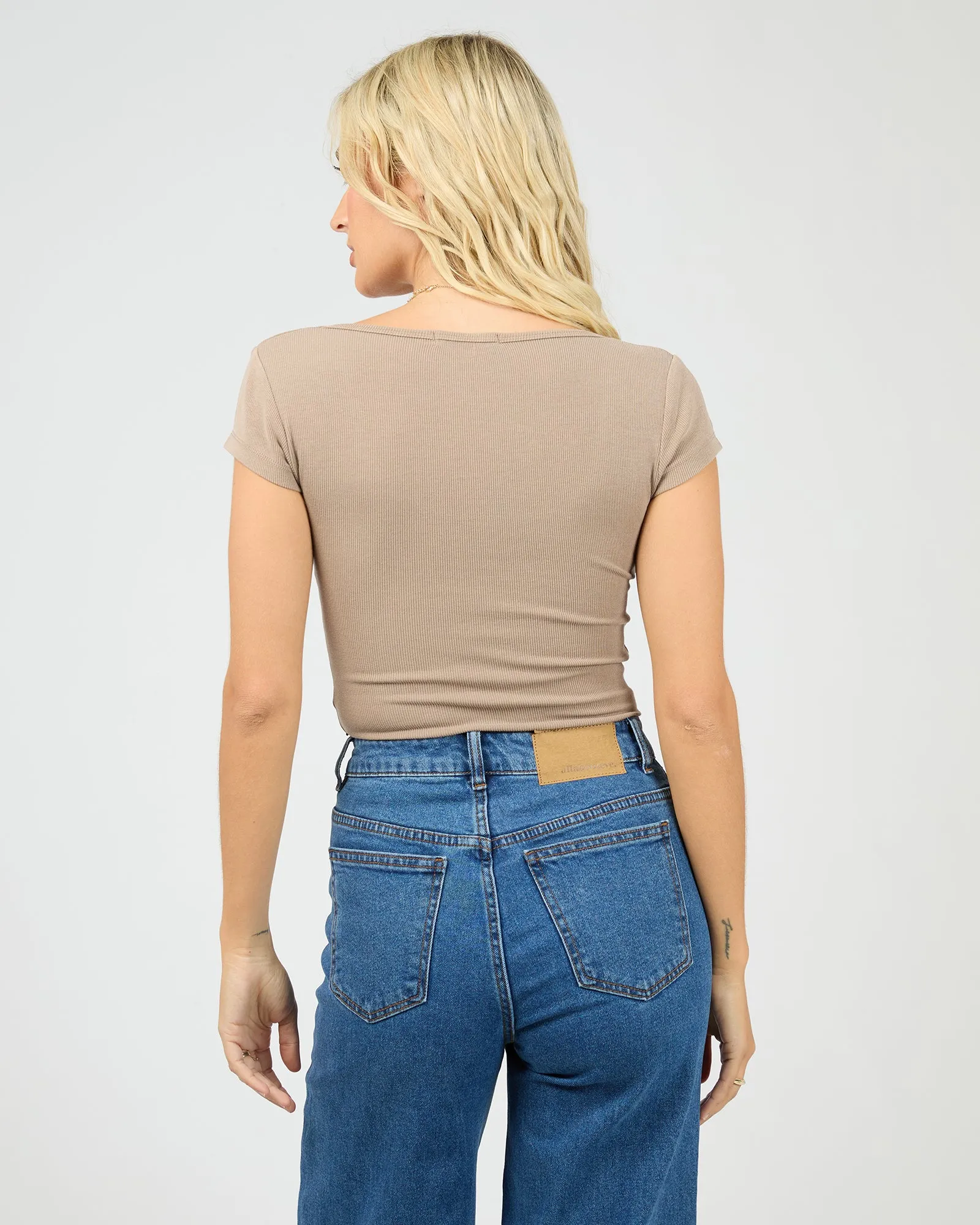 Washed Rib Scoop Neck Tee Stone sold by All About Eve product image thumbnail 3