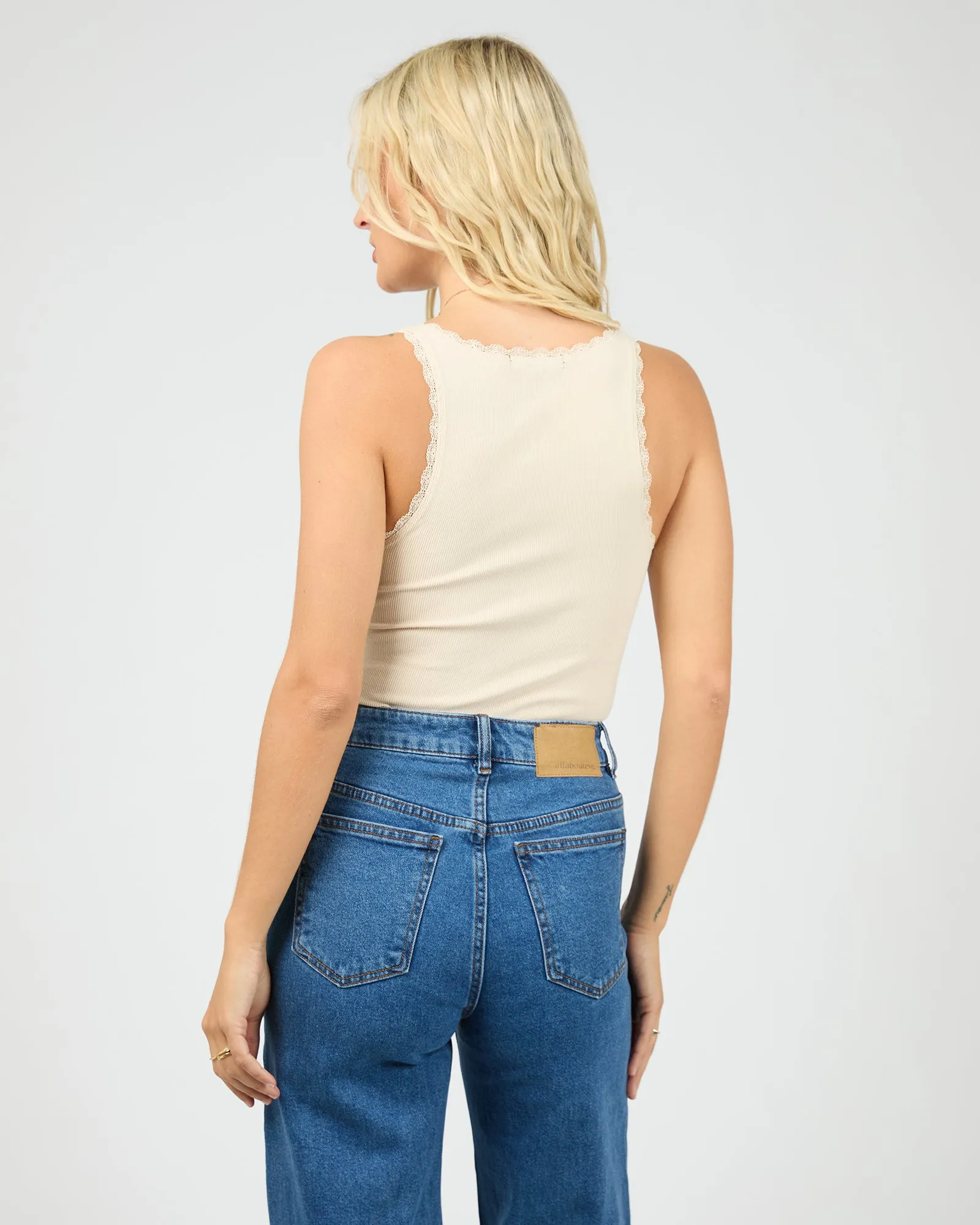 Washed Rib Lace Tank Vanilla sold by All About Eve product image thumbnail 3