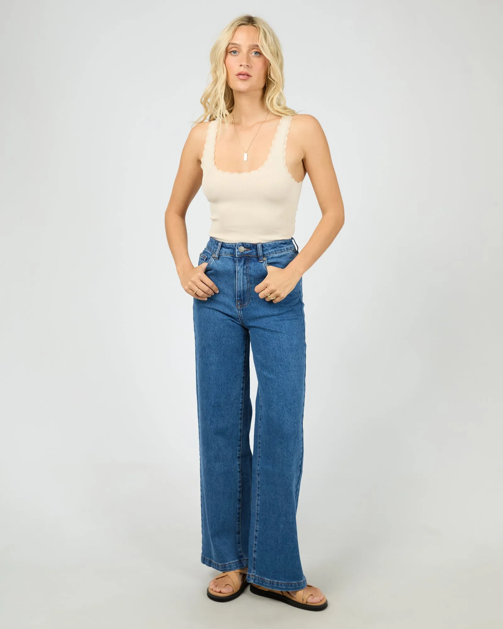 Washed Rib Lace Tank Vanilla sold by All About Eve product image thumbnail 2