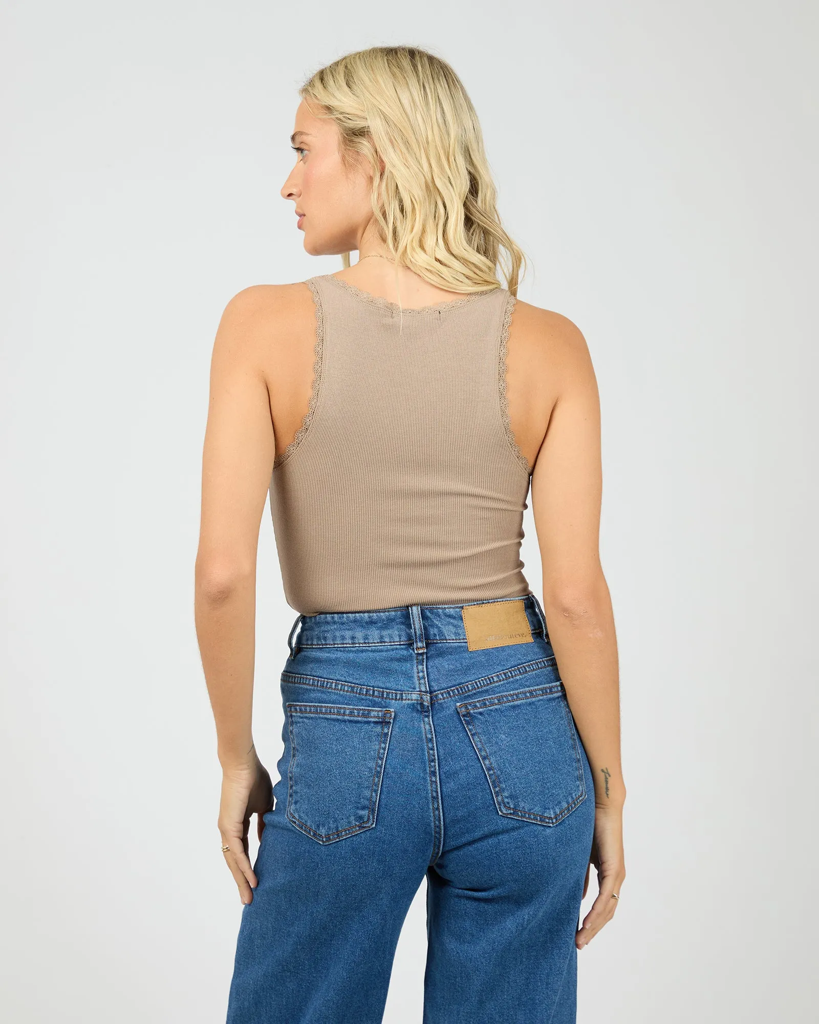 Washed Rib Lace Tank Stone sold by All About Eve product image thumbnail 3