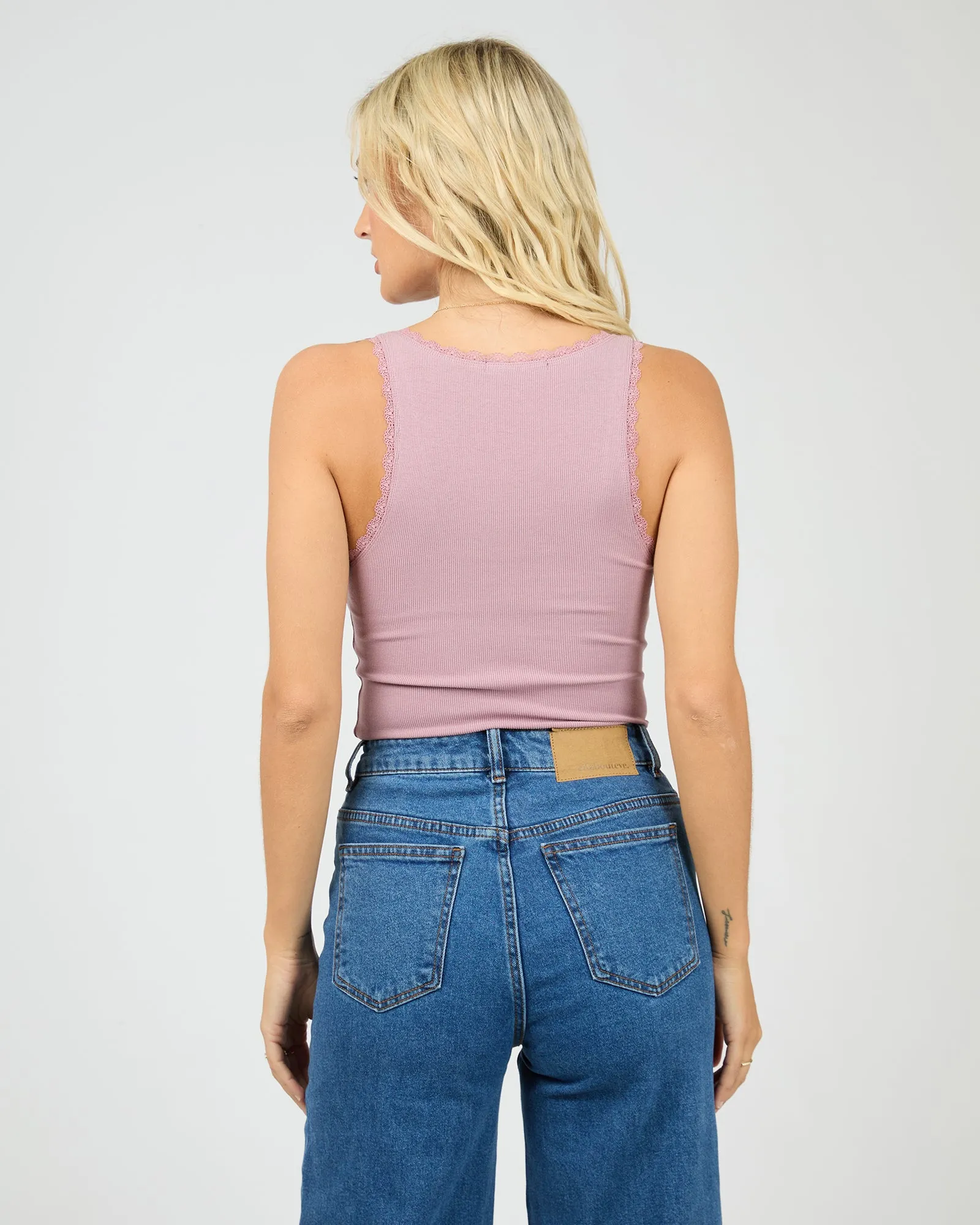 Washed Rib Lace Tank Quartz Pink sold by All About Eve product image thumbnail 3