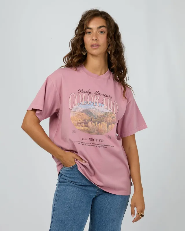 Rocky Mountains Relaxed Tee Quartz Pink sold by All About Eve