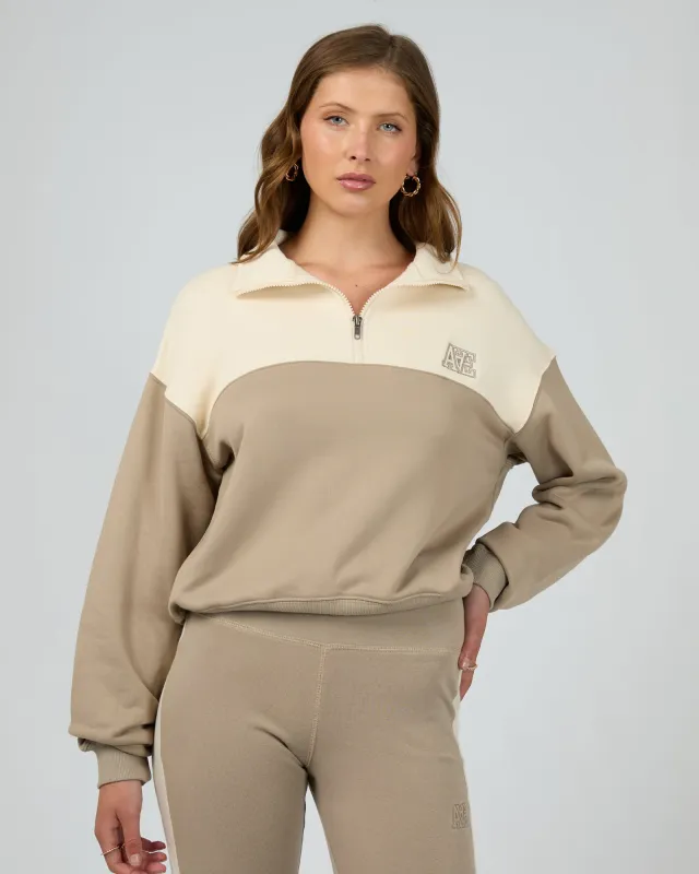 Luxe Active Quarter Zip Stone made by All About Eve