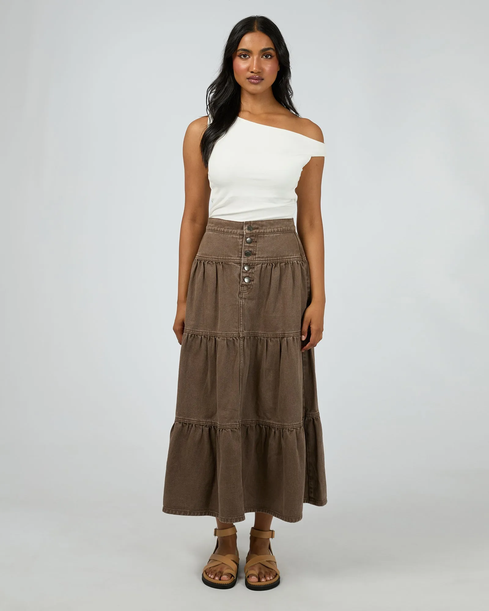 Coco Denim Maxi Skirt Cocoa sold by All About Eve product image thumbnail 2