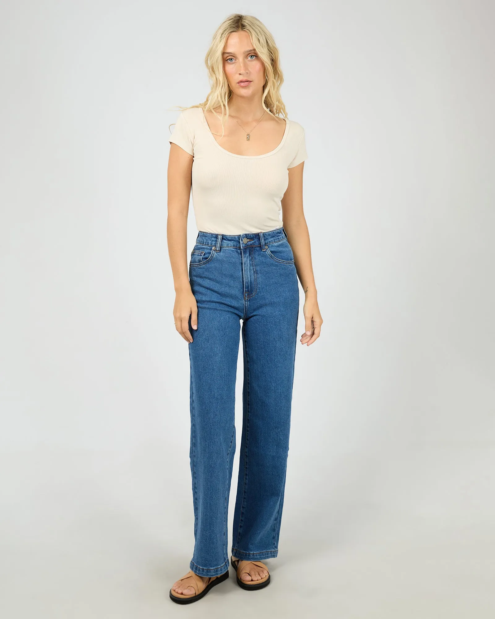 Washed Rib Scoop Neck Tee Vanilla sold by All About Eve product image thumbnail 2