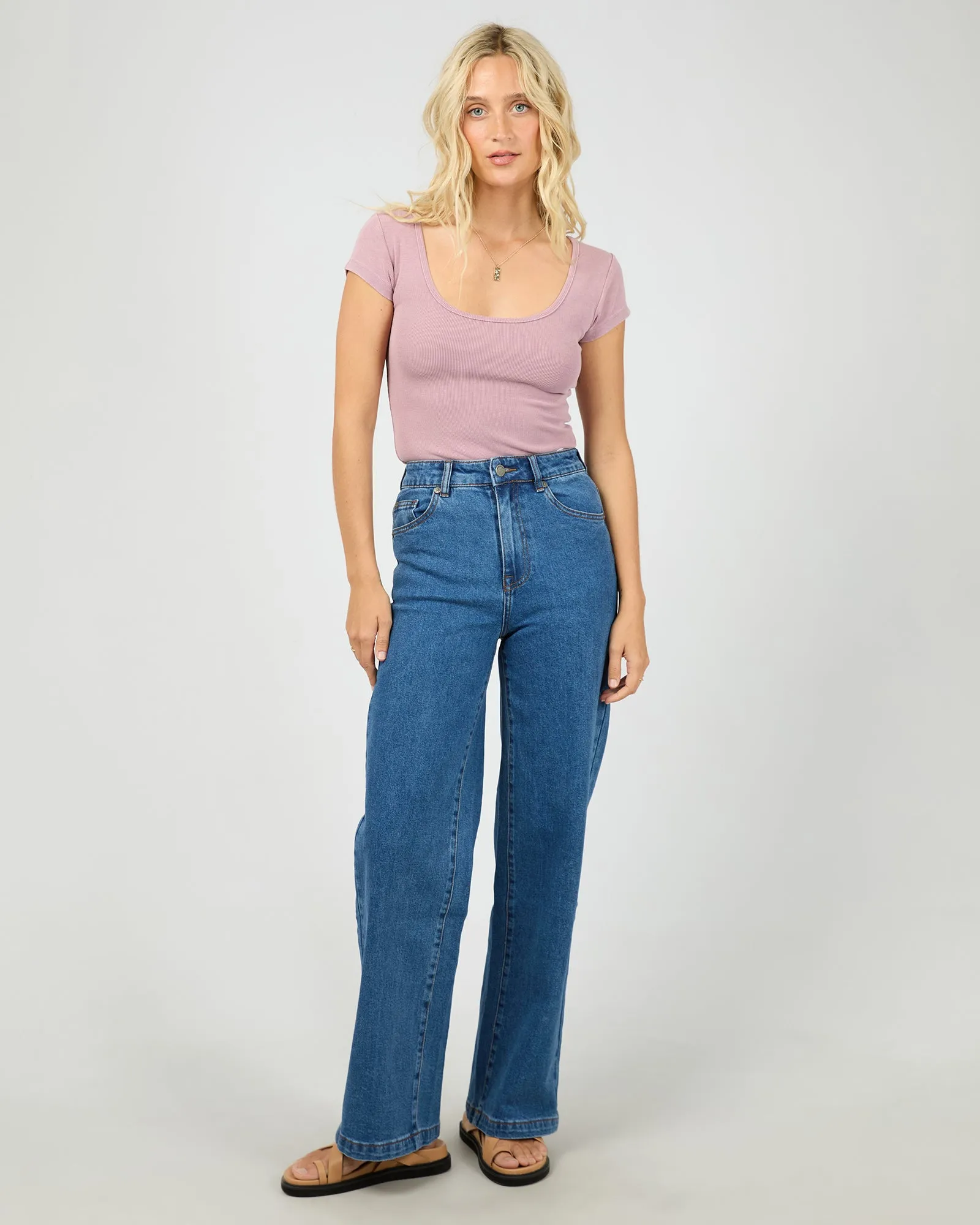 Washed Rib Scoop Neck Tee Quartz Pink sold by All About Eve product image thumbnail 2